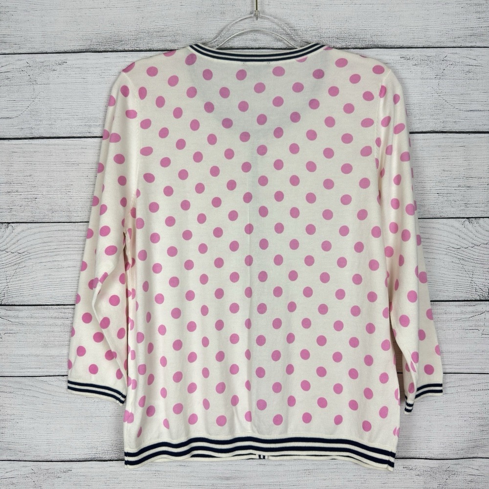 Talbots Charming Cardigan Dot Print Pink Size Large Coquette Preppy Valentines - Picture 5 of 7